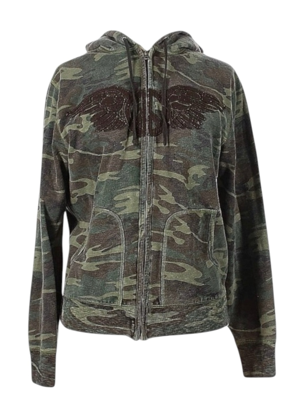 VHTF: new Lucky Brand シ Embroidered Winged Peace Sign Zip Hoodie Sweatshirt シ S - Picture 3 of 16